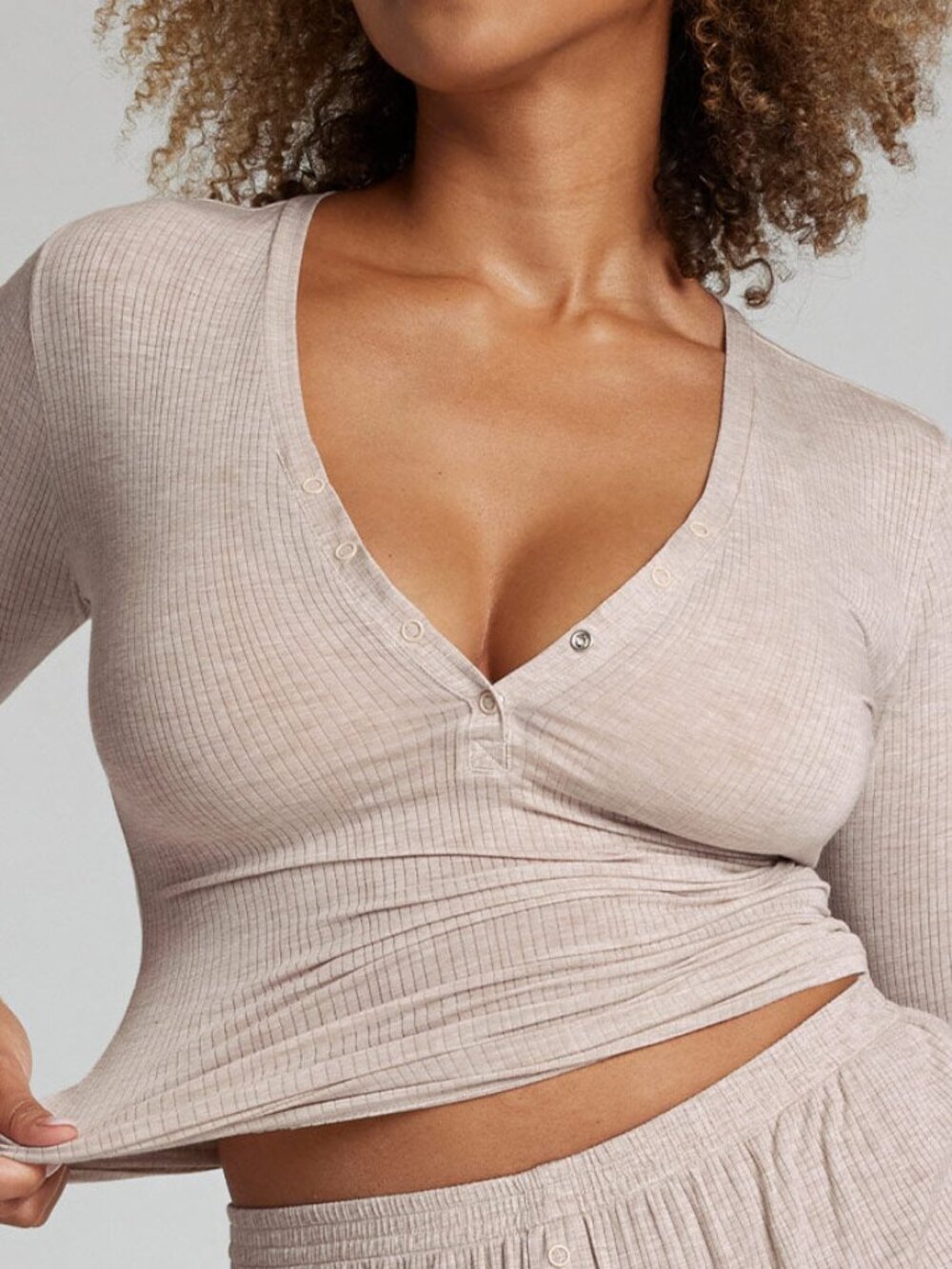 Negative Underwear Whipped Henley Top Sand Size S NWT